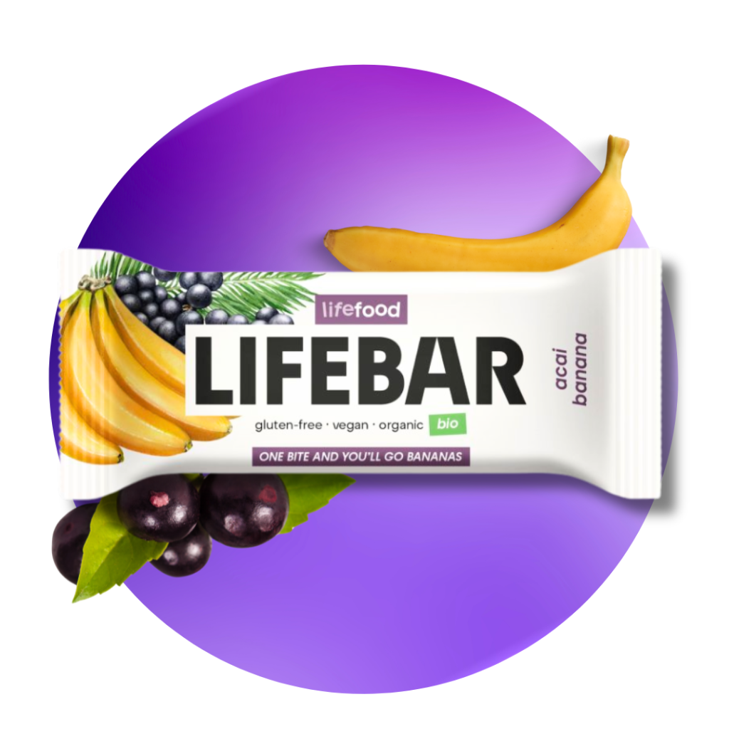Tyčinka Lifebar banánová s açai RAW 40 g BIO