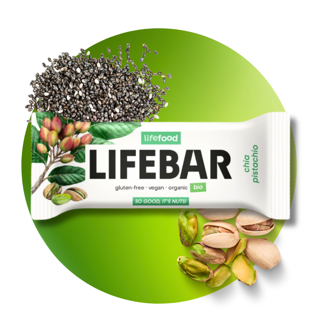 Tyčinka Lifebar pistáciová s chia RAW 40 g BIO