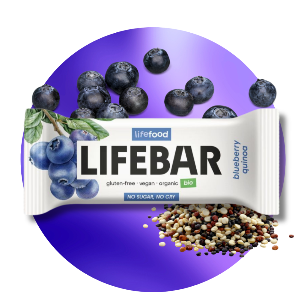 Tyčinka Lifebar čučoriedková s quinoou RAW 40 g BIO