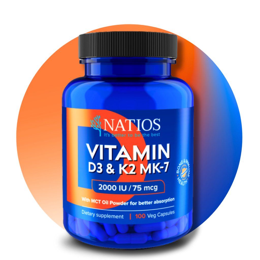 Vitamín D3 + K2 (MenaQ7 MK-7), 2000 IU + 75 mcg, 100 kapsúl