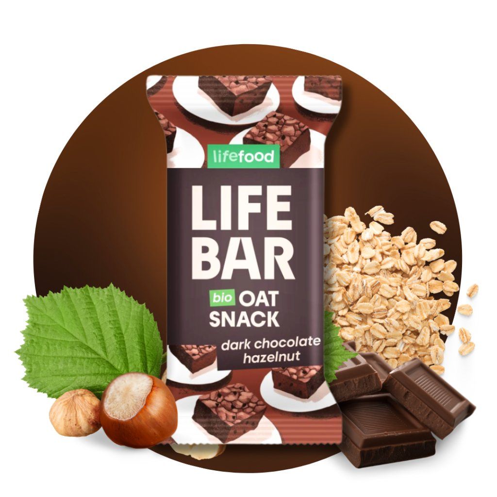 Tyčinka Lifebar Oat snack s lieskovými orieškami a čokoládou 40 g BIO