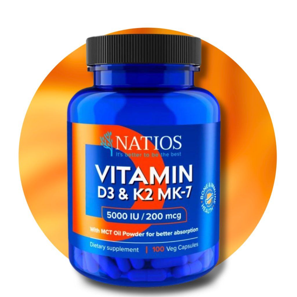 Vitamin D3 & K2 (MenaQ7 MK-7), 5000 IU & 200 mcg, 100 kapsúl